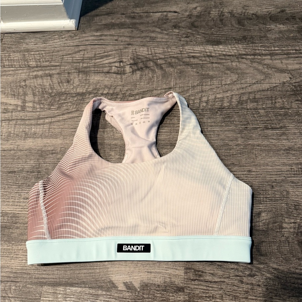 Women's White and Light Blue Sports Bra - Picture 4 of 6